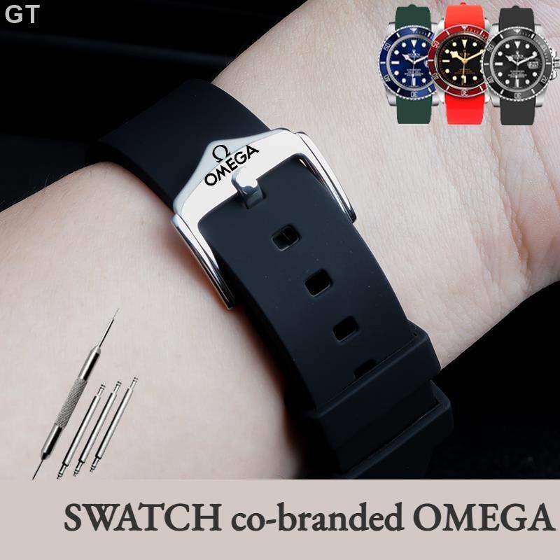 GT-硅膠錶帶適配歐米茄聯名斯沃琪海馬300 AT150 弧形手錶帶20mm Omega Co-branded Swa