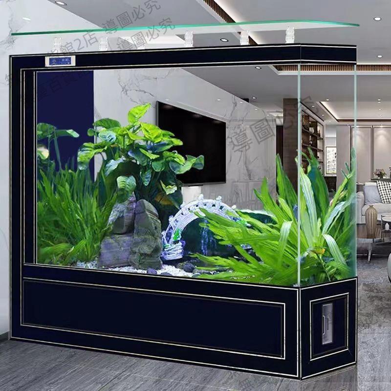 魚缸客廳2023新款玻璃大型智能溫顯輕奢家用落地側濾水族箱免換水