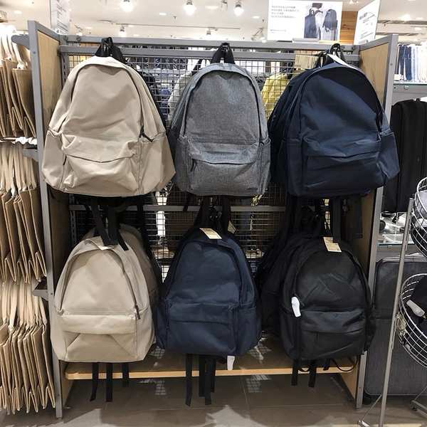 日系無印良品後背包男女學生書包背包電腦包旅行包素色休閒大容量