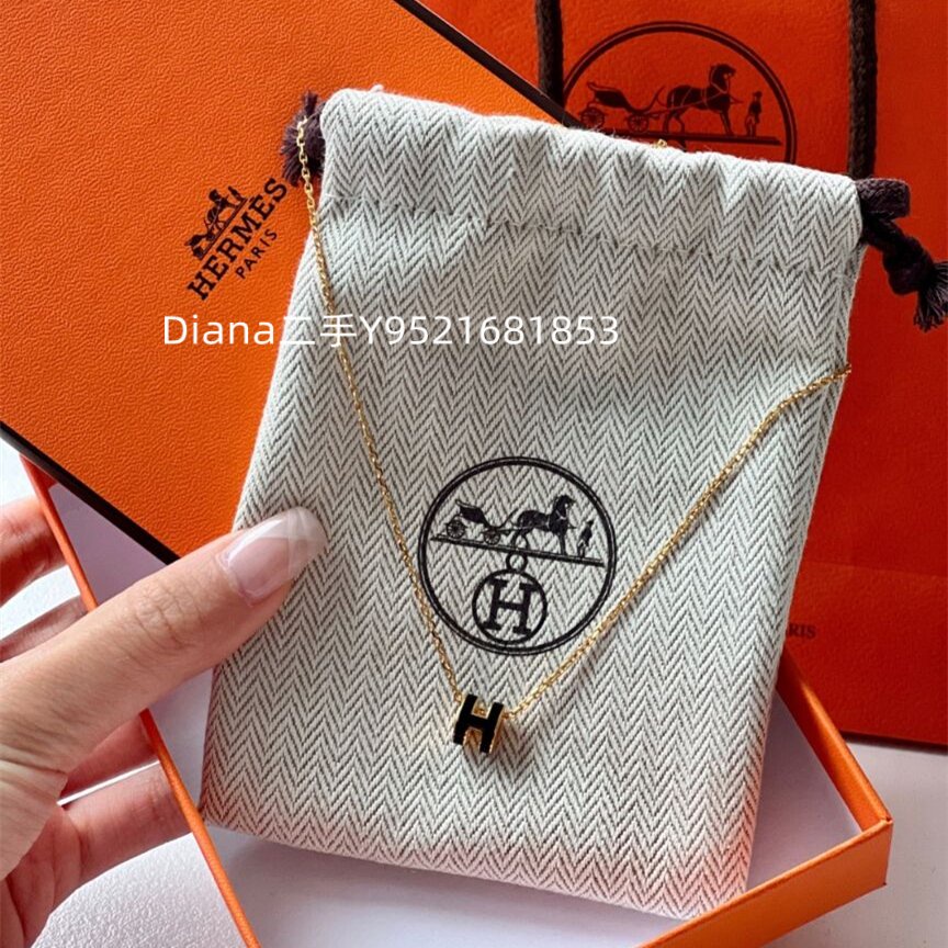 『二手』Hermes mini Pop H項鏈 黑色玫瑰金 超可愛 送女朋友 情人節禮物 近新美品 附購證