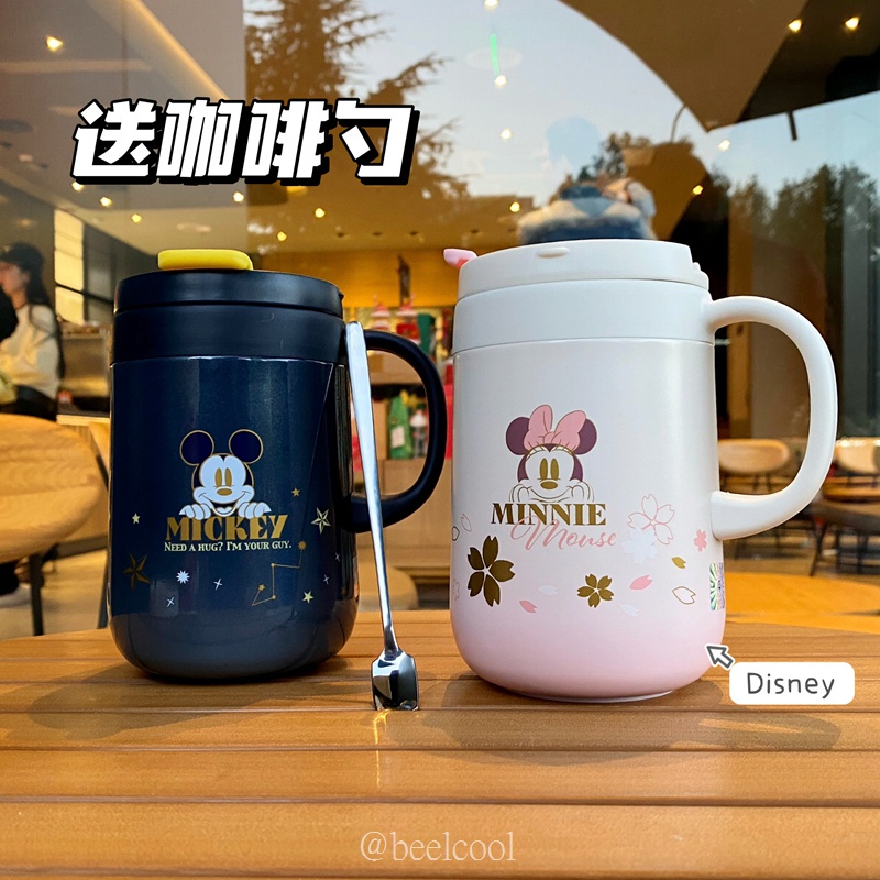 台灣出貨#Disney保溫杯米奇米妮可愛少女心36不鏽鋼保溫辦公杯咖啡馬克杯