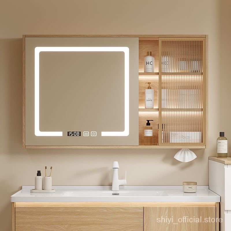 ⚡高雄出貨⚡智能浴室鏡櫃掛墻式帶燈光除霧衛生間鏡子置物架單獨收納支持定製#可貨到付款#