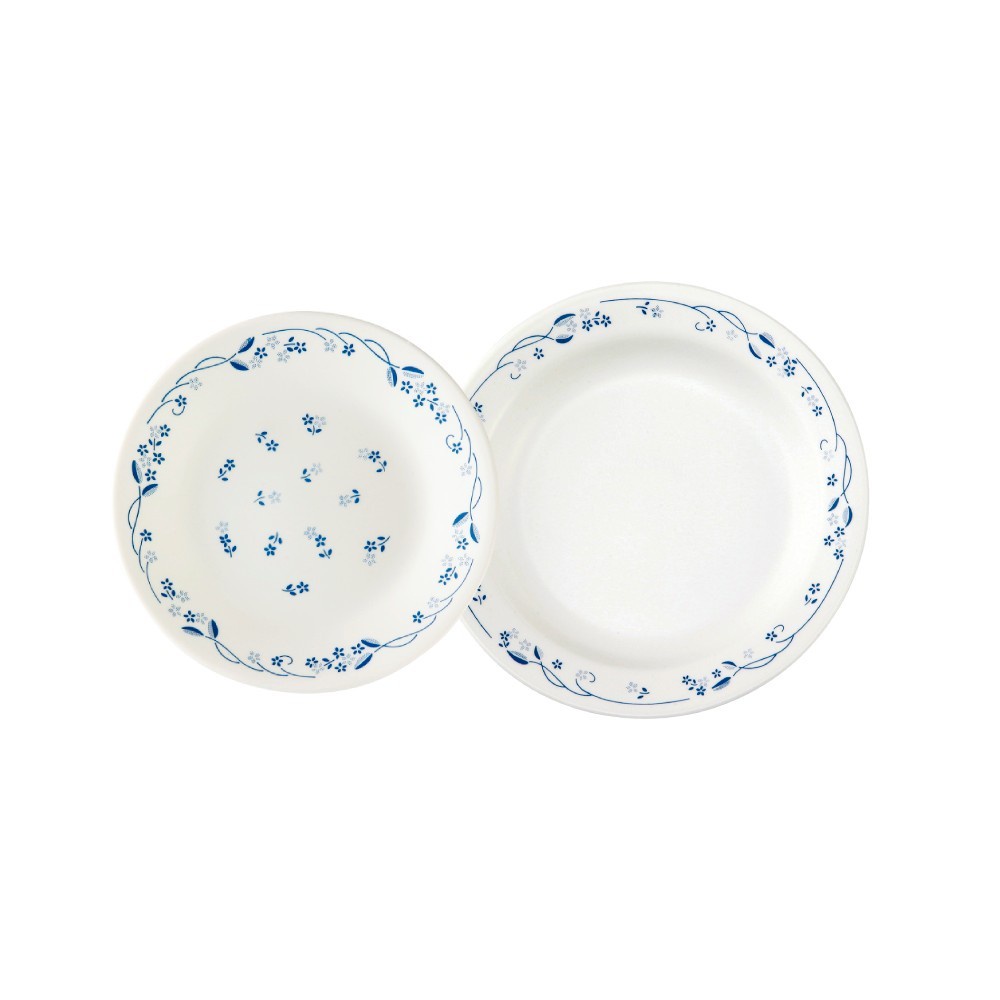 【美國康寧 CORELLE】古典藍2件式餐盤組(6吋平盤+8吋深盤)