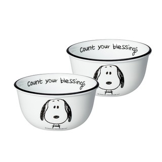 【美國康寧 CORELLE】SNOOPY史努比 復刻黑白 2件式餐碗組-B01