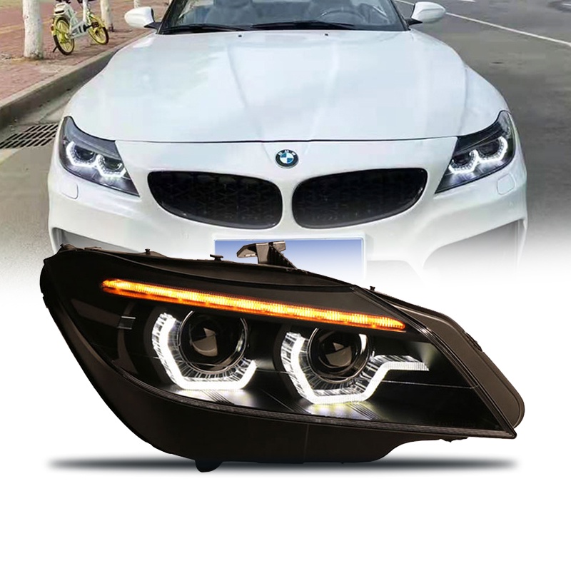 適用09-16款BMW Z4大燈總成改裝 LED勺子日行燈流光轉向燈疝氣E89