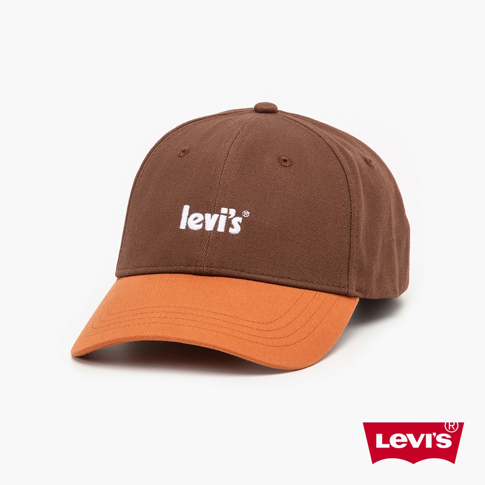 Levis 可調式排釦棒球帽 / 精工刺繡海報體Logo 大地棕 男女 D6657-0008 熱賣單品