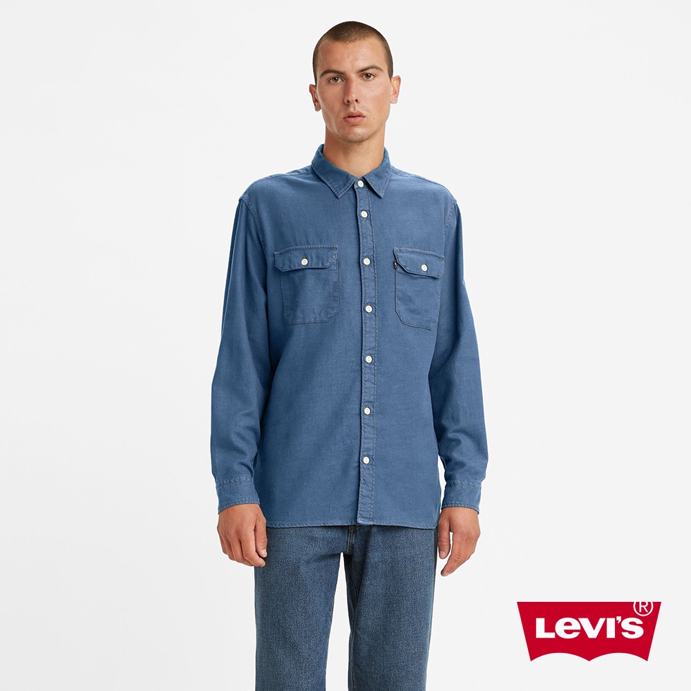 Levis 寬鬆版牛仔襯衫 / 精工中藍染石洗 / 寒麻纖維 男款 19573-0153 熱賣單品