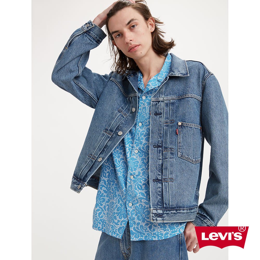 Levis 牛仔外套 Type1復古寬鬆版型 中藍染水洗 後調節帶設計 男 A3174-0004 人氣新品