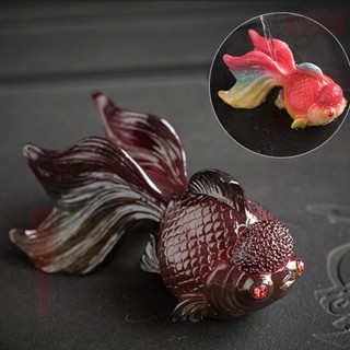 【GSK】擺件 擺飾 變色茶寵小金魚擺件招財精品鴻運當頭錦鯉魚可養茶玩茶桌茶臺裝飾