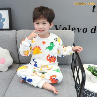 兒童秋冬季法蘭絨睡衣男寶寶加厚卡通家居服嬰幼兒冬季珊瑚絨套裝 男童睡衣 兒童居家服