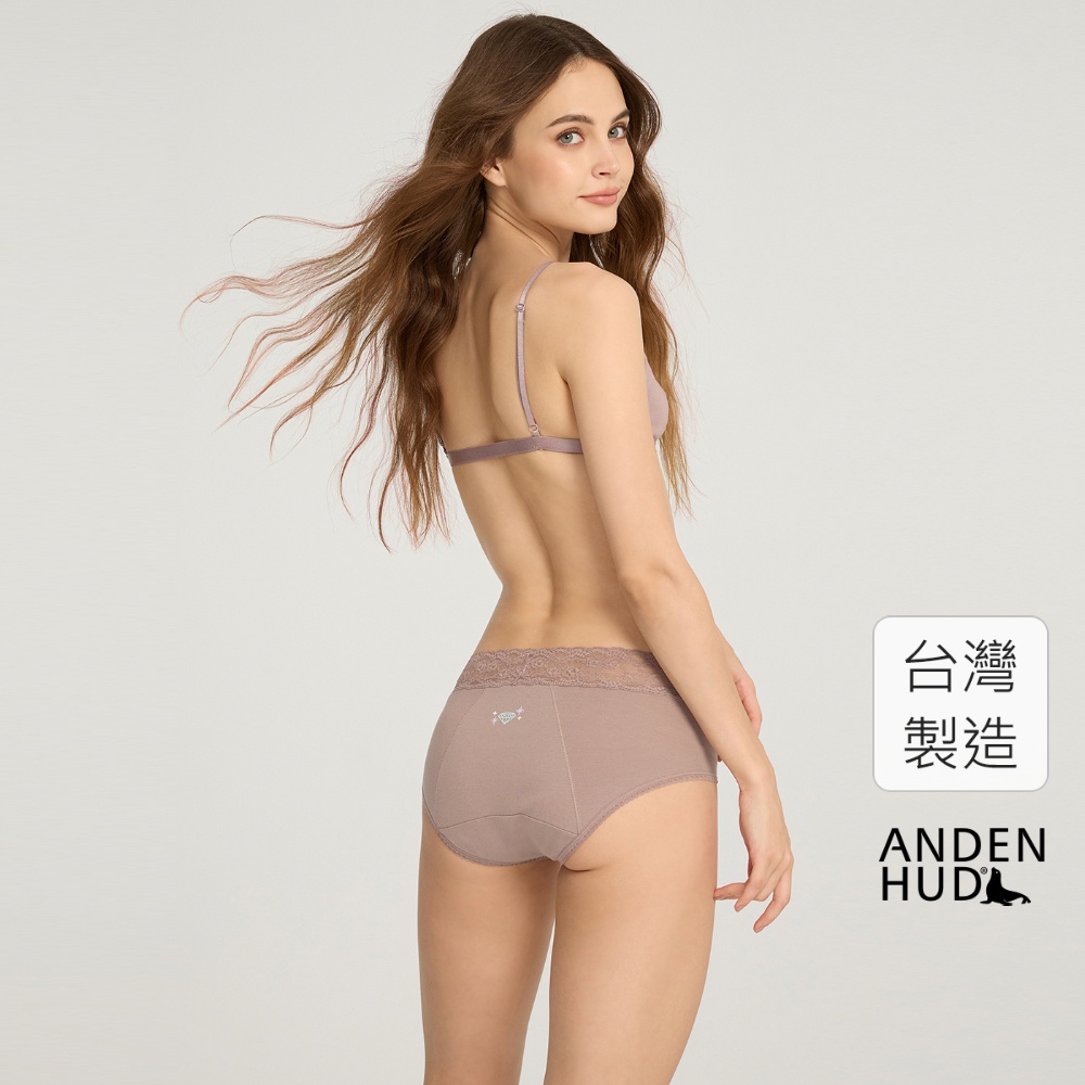 【Anden Hud】燦爛夜空．蕾絲高腰生理褲(山茶棕-閃耀寶石) 純棉台灣製