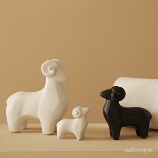 限時特惠 北歐陶瓷小羊擺件可愛三羊開泰擺設傢居生肖羊裝飾品動物擺飾