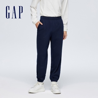 Gap 男裝 Logo束口鬆緊棉褲 碳素軟磨法式圈織系列-海軍藍(889521)
