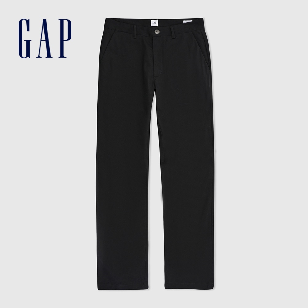 Gap 男裝 雙面彈直筒卡其褲-黑色(891714)