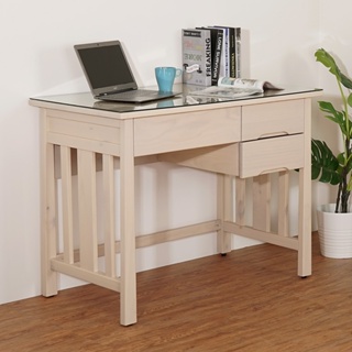 Homelike 花崎三抽實木書桌(含玻璃) 電腦桌 辦公桌 工作桌 專人配送安裝