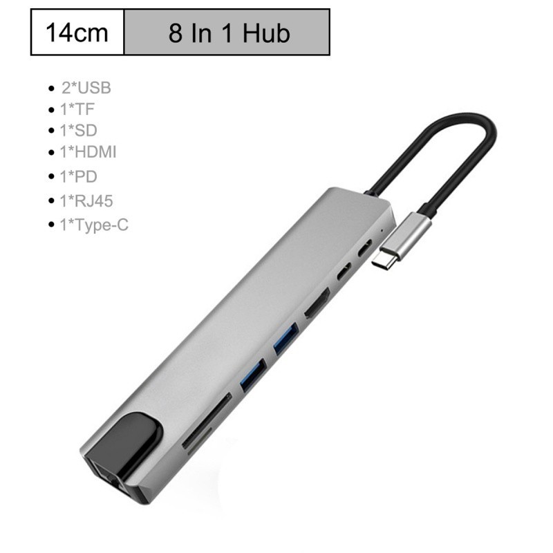 ❂Type-c轉HDMI RJ45網口八合一擴展塢 多功能拓展塢 USB 3.0