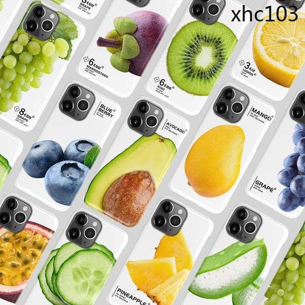 現貨熱銷· 酪梨水果山竹iPhone15簡約12半包適用於蘋果個性14硬殼手機殼13