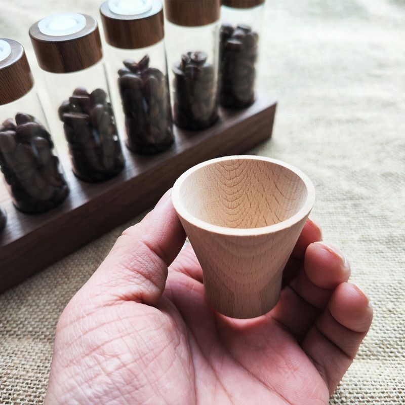 【台灣出貨】咖啡豆分裝瓶單次試管玻璃瓶實木漏斗