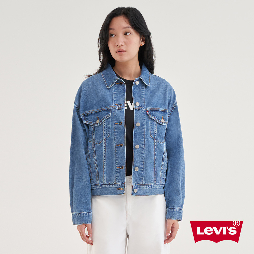 Levis 90年古著牛仔外套 / 寬袖設計 / Cool輕薄清爽布料/中藍色水洗 女款 A1743-0042 人氣新品