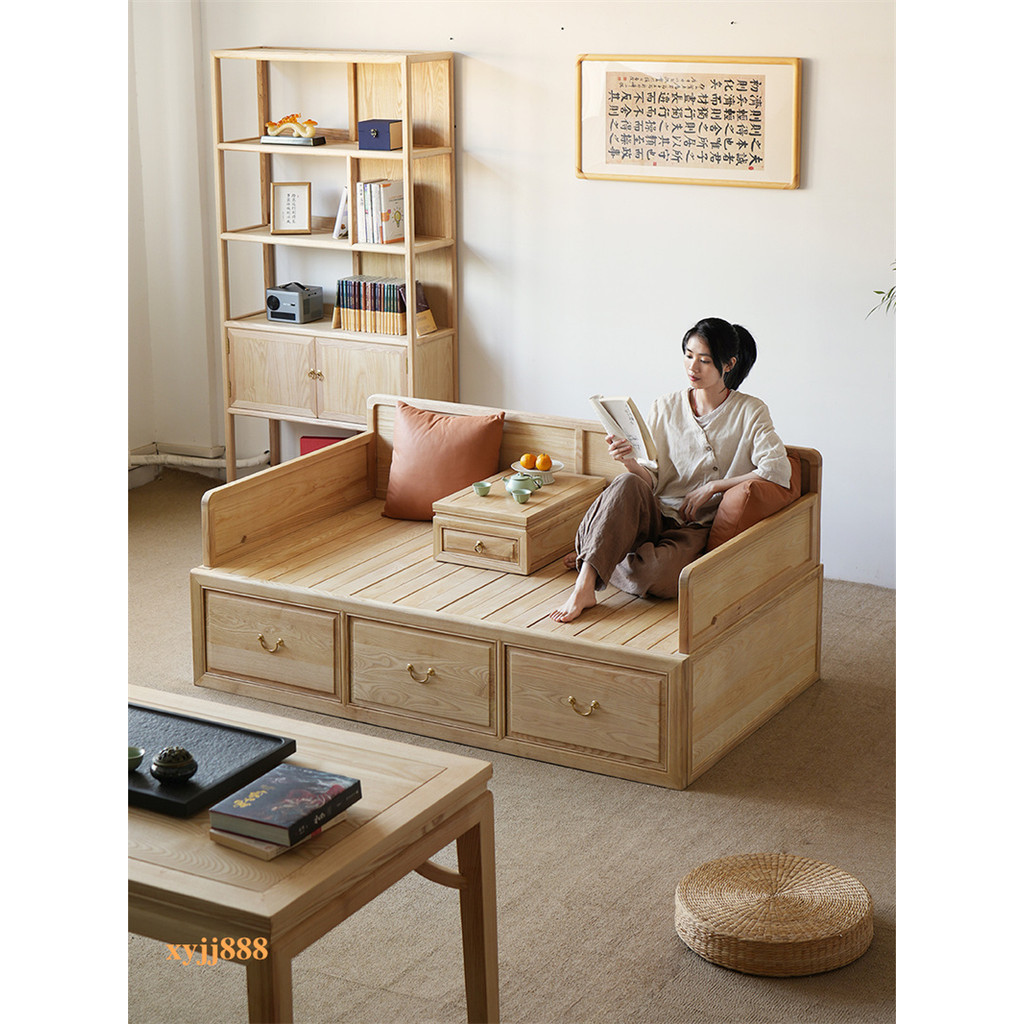 實木 | 新品特惠 | 新中式羅漢床實木推拉床沙發床折疊兩用現代日式小戶型客廳床榻
