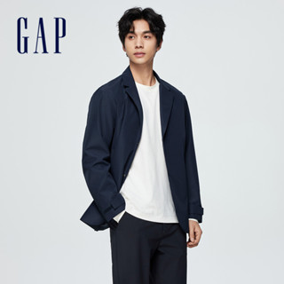 Gap 男裝 Logo防風防雨翻領西裝外套-海軍藍(884815)