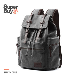 【Superbuy】帆布大容量後揹包/雙肩包 電腦包/筆記本筆電包 水洗帆布防盜男士通勤包/戶外旅行包/簡約輕便學生書包