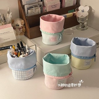 臺灣出貨 大膽撞色豎翻筆筒 可折疊便攜式伸縮筆袋 ins小巧便攜學生版豎款文具盒 鉛筆盒 鉛筆袋 文具袋 多功能筆袋