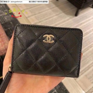 茜茜二手 Chanel A69271 拉鏈零錢包 經典卡包 黑色荔枝皮 金扣