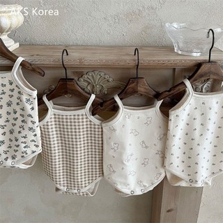 Mini baby🌷韓版兒童夏男女嬰童棉碎花格子小兔吊帶衣