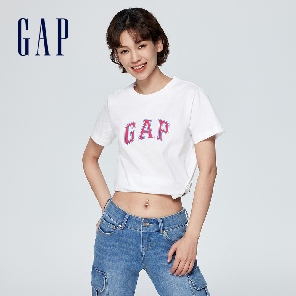 Gap 女裝 Logo純棉圓領短袖T恤-白色(402168)