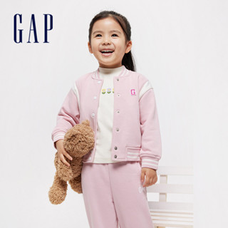 Gap 女幼童裝 Logo小熊印花立領棒球外套-粉紅色(890468)