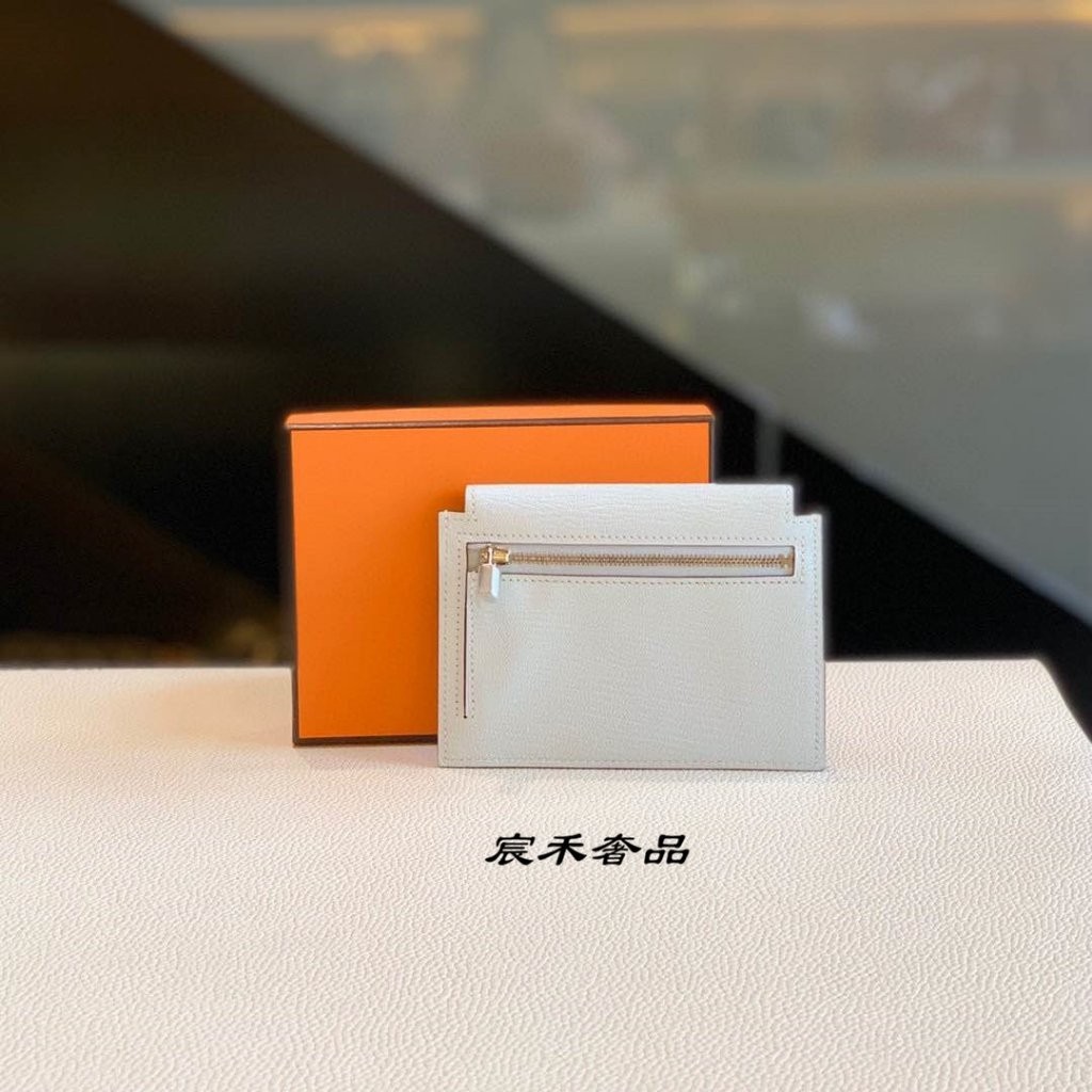 二手 HERMES 愛馬仕 Kelly Pocket 08聖杯藍 銀扣 錢包 皮夾