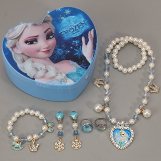 24年新品玩具 送禮推薦冰雪奇緣艾莎項鏈小女孩手鏈耳環戒指套裝公主首飾盒可愛公主飾品