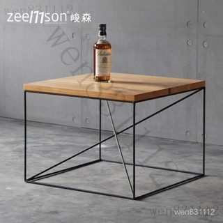 🔥特價清倉 免運含稅🔥ins鐵藝實木咖啡桌 北歐小茶幾簡約小方幾方形邊幾角幾奶茶店桌子
