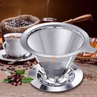 花蓮免運♕316不鏽鋼咖啡過濾器 手衝咖啡壺配件 不鏽鋼濾網 滴漏式便攜卡誒過濾器 免濾紙 800目超細加密咖啡漏斗