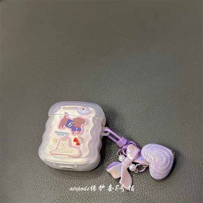 韓國ins果凍紫櫻桃小狗狗適用蘋果保護套airpods pro2代殼3代套
