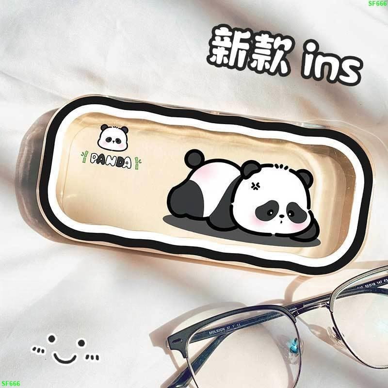 熊貓眼鏡盒 新款透明眼鏡盒創意卡通小熊貓眼鏡盒男女學生墨鏡收納盒便攜通用 墨鏡收納 防摔抗壓 卡通可愛