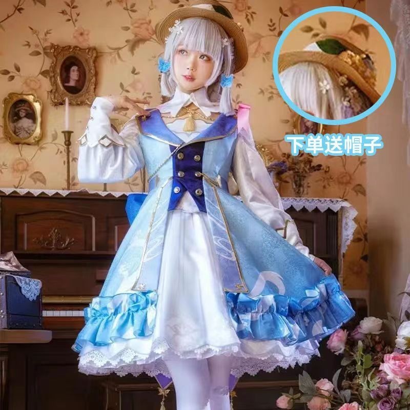 💖熱銷💖免運💖 原神 cos神里綾華 花時來信 cosplay 少女 公主 動漫 服裝 綾華cos服 裙子 女裝