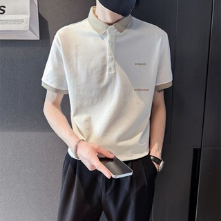 精品男裝 POLO衫 男 短袖 排汗POLO衫 涼感POLO衫 透氣 夏季拼色Polo衫男短袖潮牌潮流翻領T恤男裝202