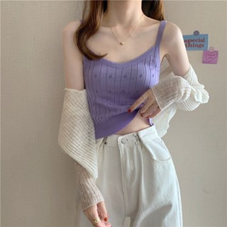 【OBIND】法式針織小吊帶背心女夏季外穿冰絲港風小眾辣妹獨特別致短款上衣