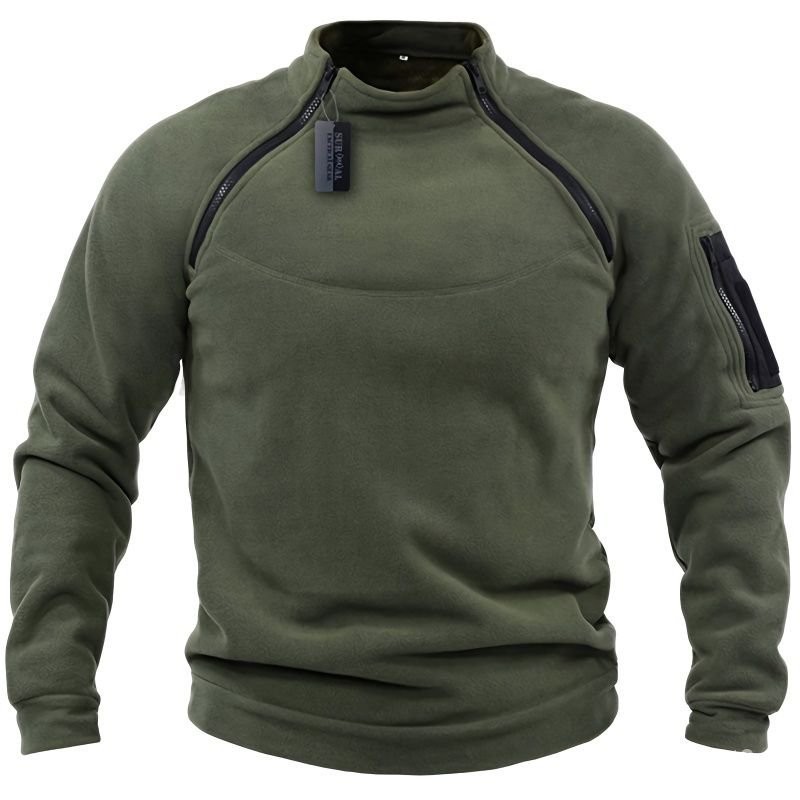 歐碼跨境男士戰術衛衣春季新款狩獵外套保暖透氣側拉鏈抓絨套頭衫 H1A0