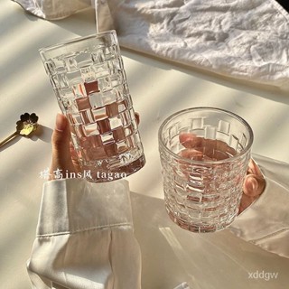藤編格玻璃杯高顔值水杯女果汁飲料杯子ins風樹紋咖啡杯啤酒杯男 YTPK