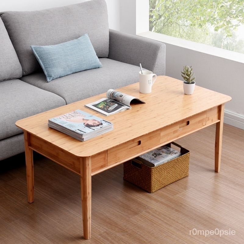 茶幾桌客廳傢用小戶型茶桌咖啡桌多功能實木茶桌現代簡約楠竹矮桌