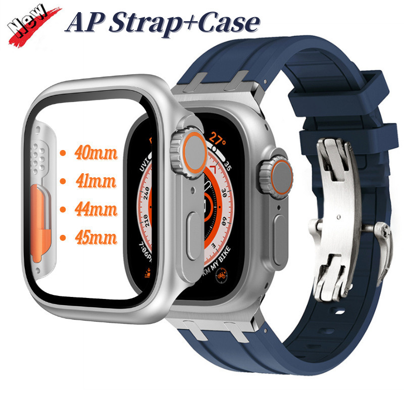 ♦AP橡樹改裝錶帶 金屬蝴蝶扣表帶 適用蘋果手錶保護套 iwat