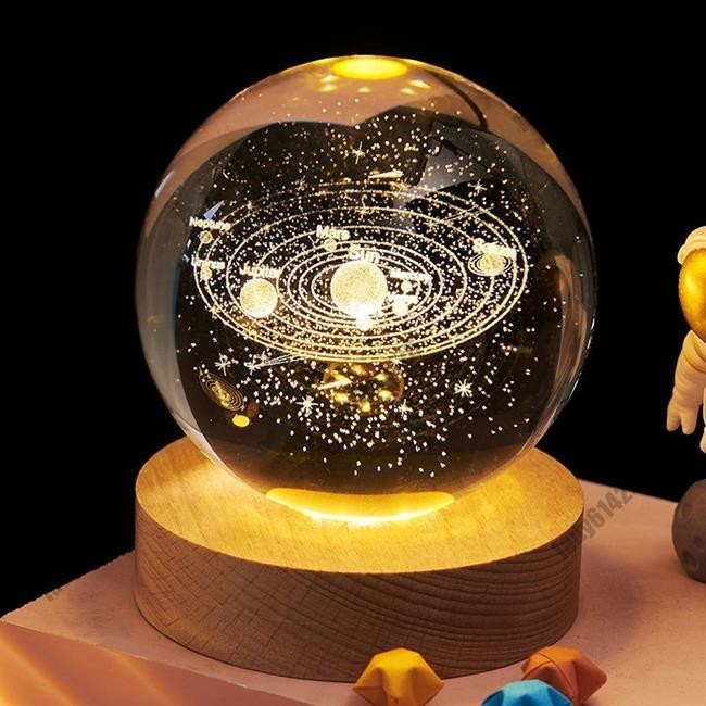 桃園發貨✨透明水晶球 白水晶球 銀河 太陽系 土星 水晶球燈 太空太空人 水晶球座 交換禮物 生日禮物 居家裝飾