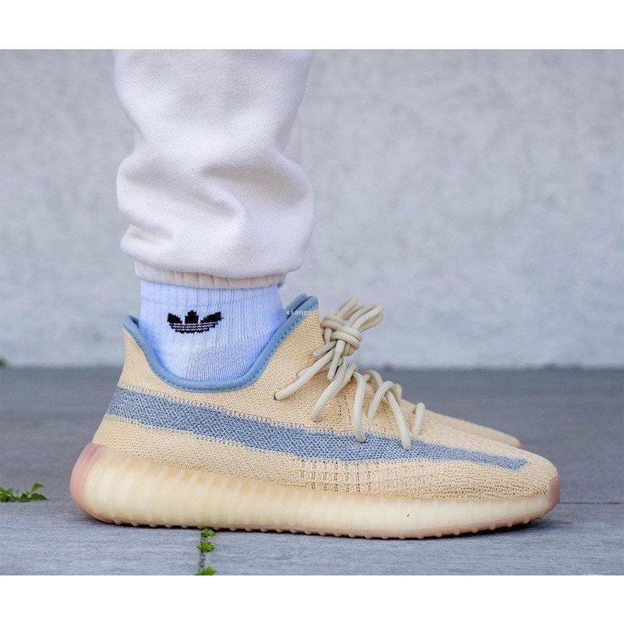 Adidas Yeezy Boost 350 V2 Linen 麻布 奶茶 側邊 反光 休閒運動鞋FY5158