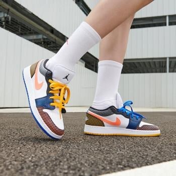 Air Jordan 1 Low GS 多彩 拼接 鴛鴦 格子 休閒滑板鞋DH7547-100女鞋