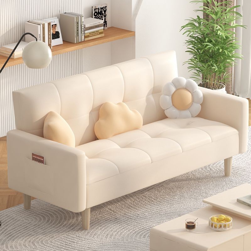奶油風網紅款簡易可折疊沙髮床兩用公寓出租房懶人佈藝沙髮小戶型
