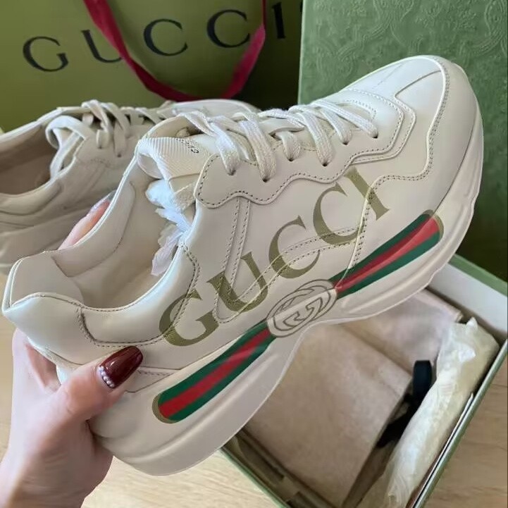 【菲兒二手】GUCCI 古馳 528892 Rhyton 復古 經典厚底老爹鞋 象牙米白色 專櫃全新 女鞋 百搭