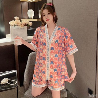 【衣海洋】2024年新款 日系睡衣女 夏短袖冰絲薄 學生家居服套裝 可外穿防真絲 高品質居家服